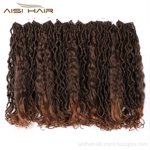 Aisi Hair 20 Inch Ombre Brown Faux Locs Crochet Braids Hair Faux Locks Synthetic Braids Hairpieces Extensions For Black Women